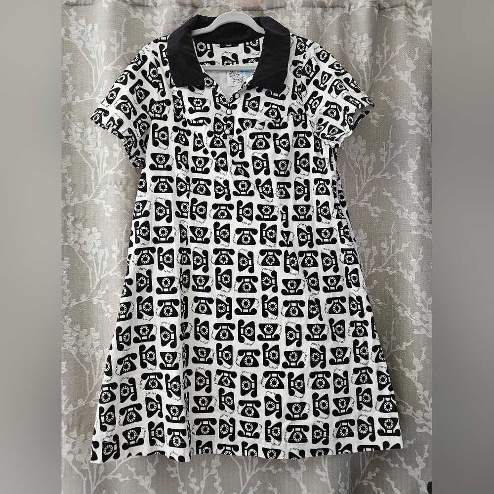 Retro Bea & Dot Telephone Print Dress 2X